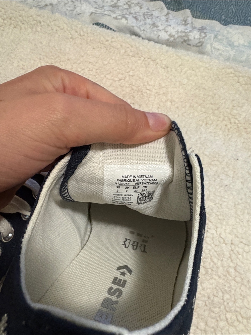 Converse Low Top Sneakers - Navy and White Embroidered Sparkles - Picture 4 of 5